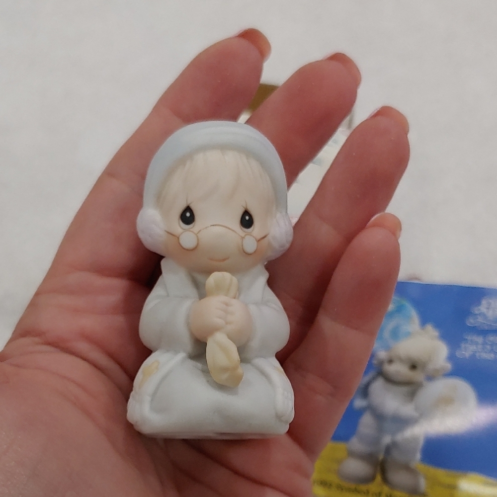 Precious Moments Adorable Figurine with Blue and Cream Accents